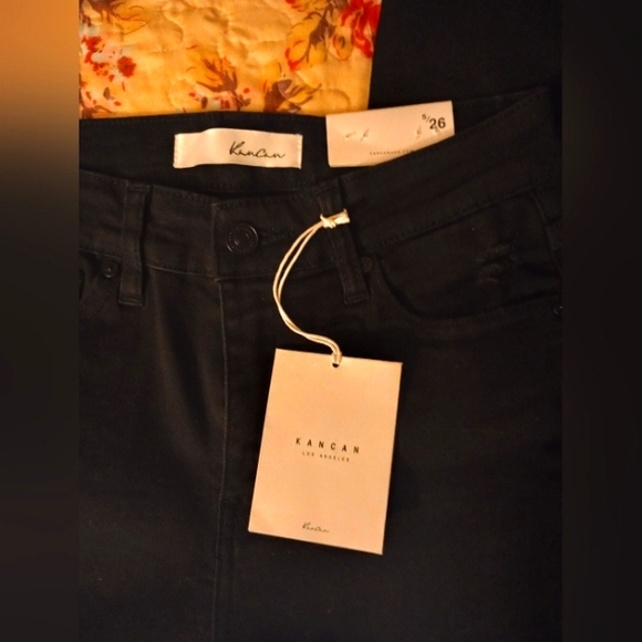 NWT Kancan Watts High Rise High Frey Hem Skinny Jeans Black - Picture 10 of 16